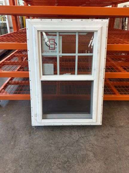 White Vinyl 6 Lite Double Hung Window  26 5/8"x 38 1/8"