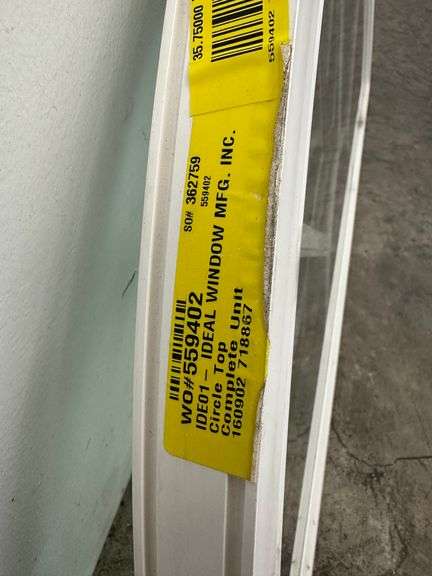 White Vinyl Circle Top Window 35.75"x17.875"