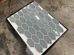 Jade Grey Hex Glass Mosaic Tile 13"x10"