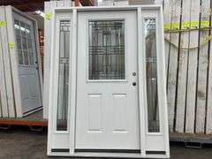 Fiberglass Decorative Entrance Door 36"x80", 2 Side Lites, Left Hand