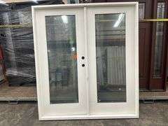 White Exterior Full Glass Double Patio Door 72"x80"