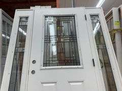 Fiberglass Decorative Entrance Door 36"x80", 2 Side Lites, Left Hand