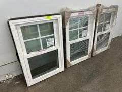 3 White Vinyl 4 Lite Double Hung Windows 21 1/2"x31 3/4"
