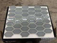 Jade Grey Hex Glass Mosaic Tile 13"x10"