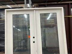 White Exterior Full Glass Double Patio Door 72"x80"