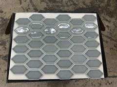 Jade Grey Hex Glass Mosaic Tile 13"x10"