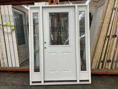 Fiberglass Decorative Entrance Door 36"x80", 2 Side Lites, Right Hand
