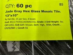 Jade Grey Hex Glass Mosaic Tile 13"x10"