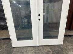 White Exterior Full Glass Double Patio Door 72"x80"