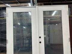 White Exterior Full Glass Double Patio Door 72"x80"