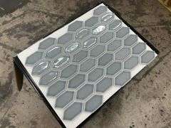 Jade Grey Hex Glass Mosaic Tile 13"x10"