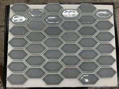 Jade Grey Hex Glass Mosaic Tile 13"x10"