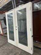White Exterior Full Glass Double Patio Door 72"x80"