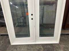 White Exterior Full Glass Double Patio Door 72"x80"