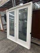 White Exterior Full Glass Double Patio Door 72"x80"