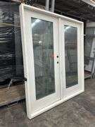 White Exterior Full Glass Double Patio Door 72"x80"
