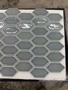 Jade Grey Hex Glass Mosaic Tile 13"x10"