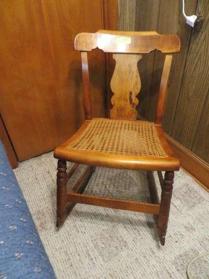 Maple Cane Seat Rocker w/ Tiger Back