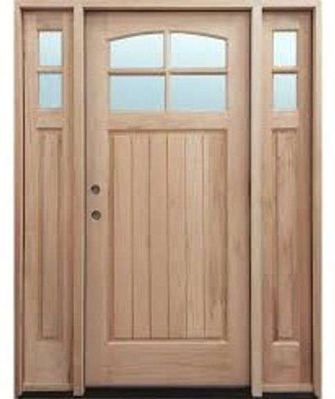 Exterior 4-Lite Arch Craftsman Style Mahogany Door 1-3-1 RH