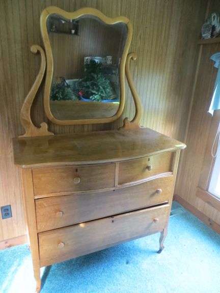 Birds-eye Maple Mirrored Dresser - 42" Wide