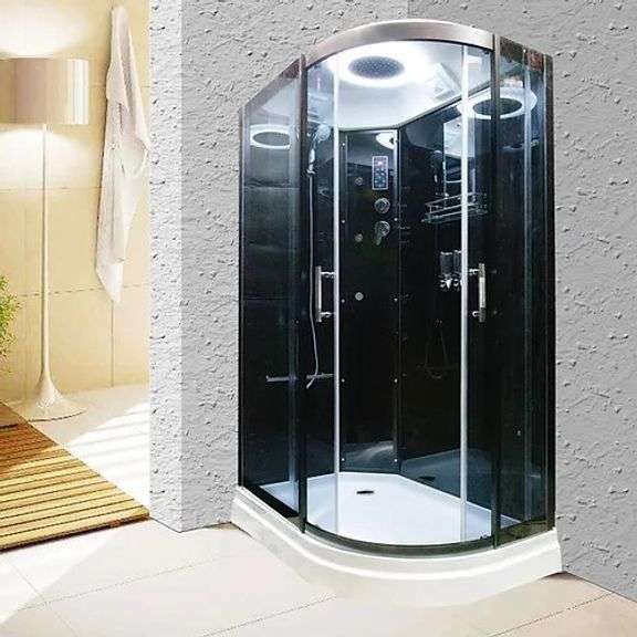 Black Luxury Shower 32"x47" LHD, Jetted, With Many Accessories
