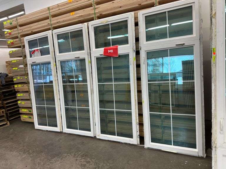 4 White Vinyl 6 Lite Casement Window with 2 Lite Transom Window 35 3/4 ...