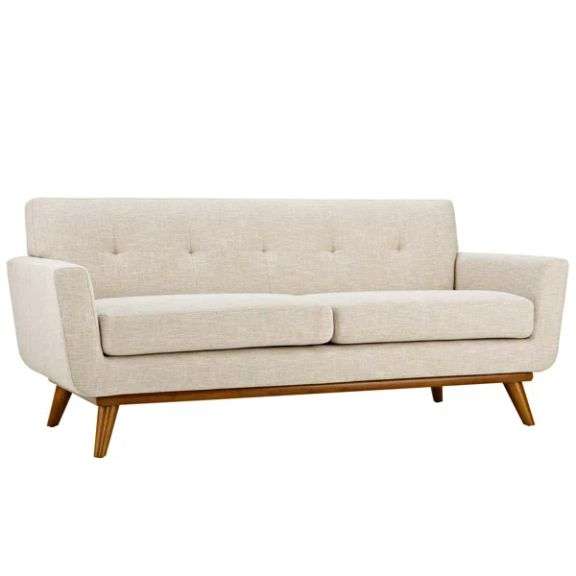 Abbyson Mid-Century Upholstered Beige Sofa