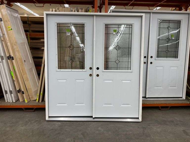 Steel Exterior White Decorative 1/2 Lite Door 72