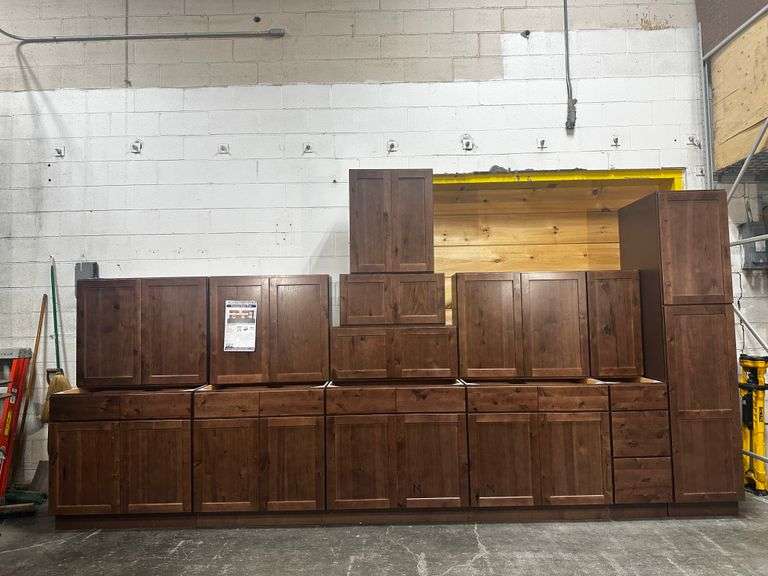 Rustic Walnut Shaker Kitchen Cabinet Set 22'