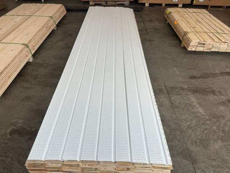White 10" D5 Vented Wood Grain Soffit 12'