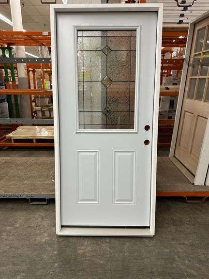 White Steel Exterior Decorative 1/2 Lite Door 36