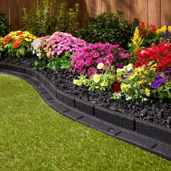 48"x3" Brickface Black Rubber Landscape Edging Section
