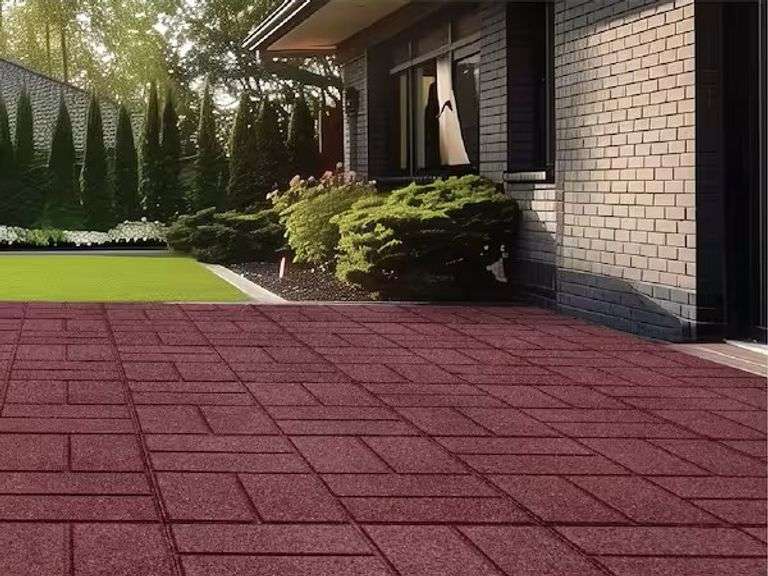 Square Red And Black Rubber Paver 16"x16"x3/4"
