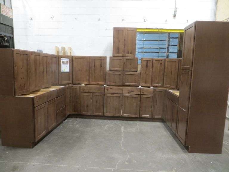 Rustic Walnut Shaker Kitchen Cabinet Set 10'x14'x10'