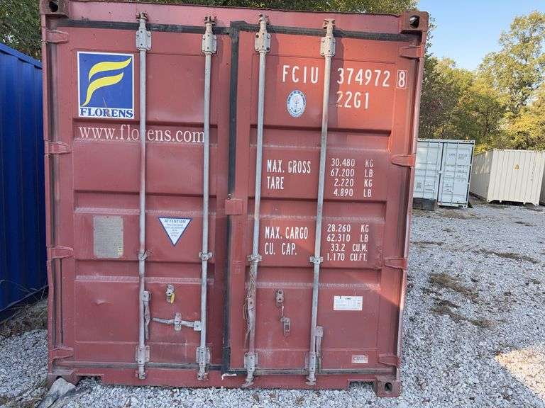 Used 20‘ Shipping / Storage Container, Doors On End, Good Floor , Dry Inside,  Consignor Will Deliver For A Fee, Container #FCIU 374972 8, 3 Sides are Dented Up,