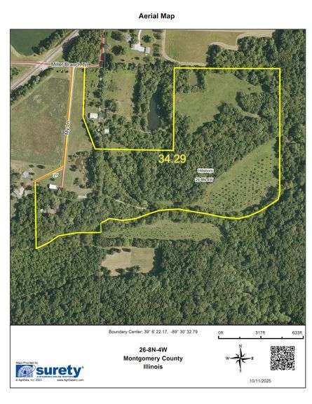 Home & Improvements on 34 +/- Acres in Montgomery County, Illinois