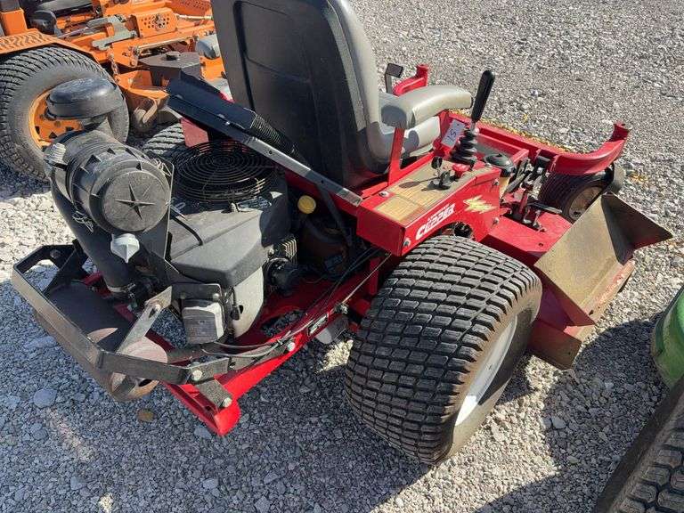Country Clipper Mid Mount Mower, 60” deck, Kawasaki 25Hp Gas Engine, Pilot Control, Tires in Good Condition, 385 hours,