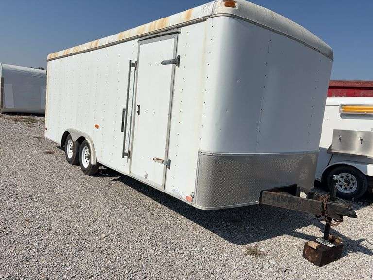 (TITLE) 20’ Southwest Express Box Trailer, Model 48B, 2001, Fold down Back Ramp, Man Door on Passenger Side, New Jack Stand, Inside Floor and Walls in Good Condition, No Signs of Roof Leaks, Tire Tread 50%, Rust on Back Bumper, 8’-5” wide, Some Surface Rust on Roof and Side Walls, Titled in State of Tennessee.