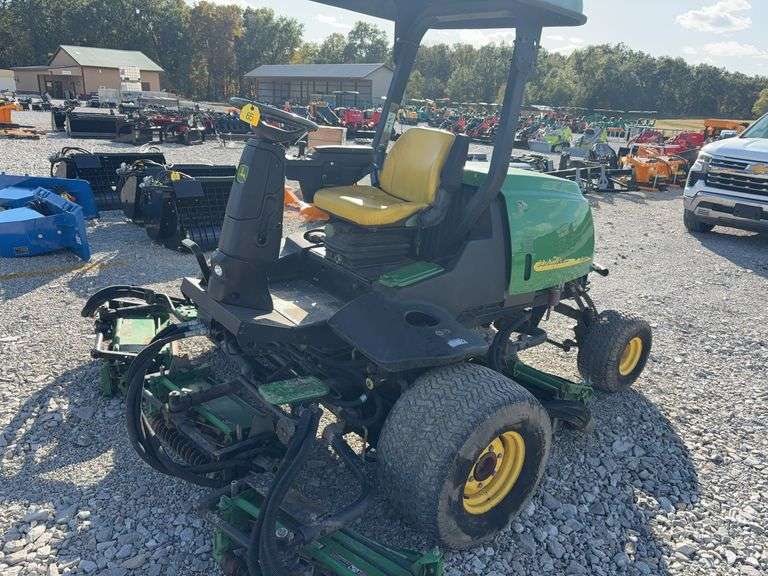 John Deere 3220 C Turf Mower, 9’ Mow width, Yanmar 32 hp Diesel Engine, TIres in Good Condition, 4 wd, Approx 2100 hours, Engine Starts but has fuel issues and then shuts down,
