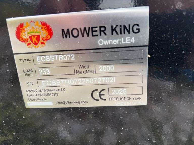 Unused Agt Mower King Skid Steer Tiller, Model # ECSSTRO72, quick attach, Standard Hydraulics, 69” wide