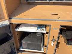 Knaack Data Vault, Caster Wheels, Upper Compartment, Lower Compartment, Printer/Copier, Large Screen.