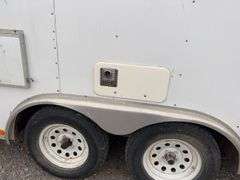 (TITLE) Auction Clerking Trailer, 2000 Model, Star Fire, Clerking Window/ Counter On Both Sides, Air Conditioner Needs Work, Lights Work,Bathroom And Propane Furnace, Storage Cabinets, Clean Low Mile Trailer. Good Tires, No Water Leak Marks On Ceiling, Electric Jack, 2 5/16 “ Ball Hitch