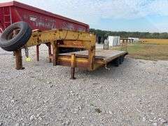 (TITLE) 24’ Gooseneck Trailer, 15 Ton Capacity, Triple Axles Estimated 5 Ton Each, Tires have 40% tread left, tires do hold air, Wood deck is in decent Shape, 2 fold down ramps, 8’ wide deck,