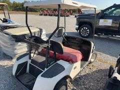 E-Z-GO Gas Golf Cart, Seats are Torn and Ripped, Bottom Cushion has Vinyl Laying on top of Seat, Unknown Condition, Tires have Fair Tread, Canopy Roof,