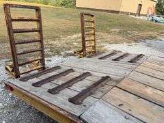 (TITLE) 24’ Gooseneck Trailer, 15 Ton Capacity, Triple Axles Estimated 5 Ton Each, Tires have 40% tread left, tires do hold air, Wood deck is in decent Shape, 2 fold down ramps, 8’ wide deck,