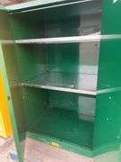 JustRite 90 Gallon Flammable Cabinet, Manual Close Doors, 2 Shelves, Green Color