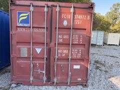 Used 20‘ Shipping / Storage Container, Doors On End, Good Floor , Dry Inside,  Consignor Will Deliver For A Fee, Container #FCIU 374972 8, 3 Sides are Dented Up,
