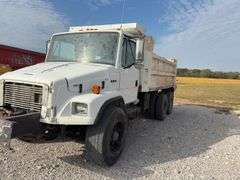 (TITLE) 1993 Freightliner Dump Truck FL 80, Title in Hand, Allison Auto Shift, Cummins Diesel 8.3, Automatic, Starts and Runs driven to Auction Yard, Rebuilt Hoist Cylinder 2024, Brake Work Done 2025, No A/C, Odometer does not work, Hood is Cracked, hole In Dump Bed , Idles Smooth, 22.5 Deep Tread Rears, Air Ride, Some Motor Work, Sleeves/Cylinder, Injectors And Pump Rebuilt, Air Leak under Dash, Former City Truck.