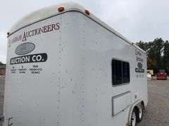 (TITLE) Auction Clerking Trailer, 2000 Model, Star Fire, Clerking Window/ Counter On Both Sides, Air Conditioner Needs Work, Lights Work,Bathroom And Propane Furnace, Storage Cabinets, Clean Low Mile Trailer. Good Tires, No Water Leak Marks On Ceiling, Electric Jack, 2 5/16 “ Ball Hitch