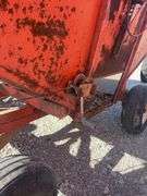 Killbros 350 Bushel Gravity  Wagon, Tires hold Air, Has Surface Rust, No holes in Floor, Hopper Door does work, Pulled to Auction Site, Sells With Hopper And Hydraulic Seed Auger.
